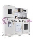 Дървена кухня за деца бяла с LED осветление звук и аксесоари